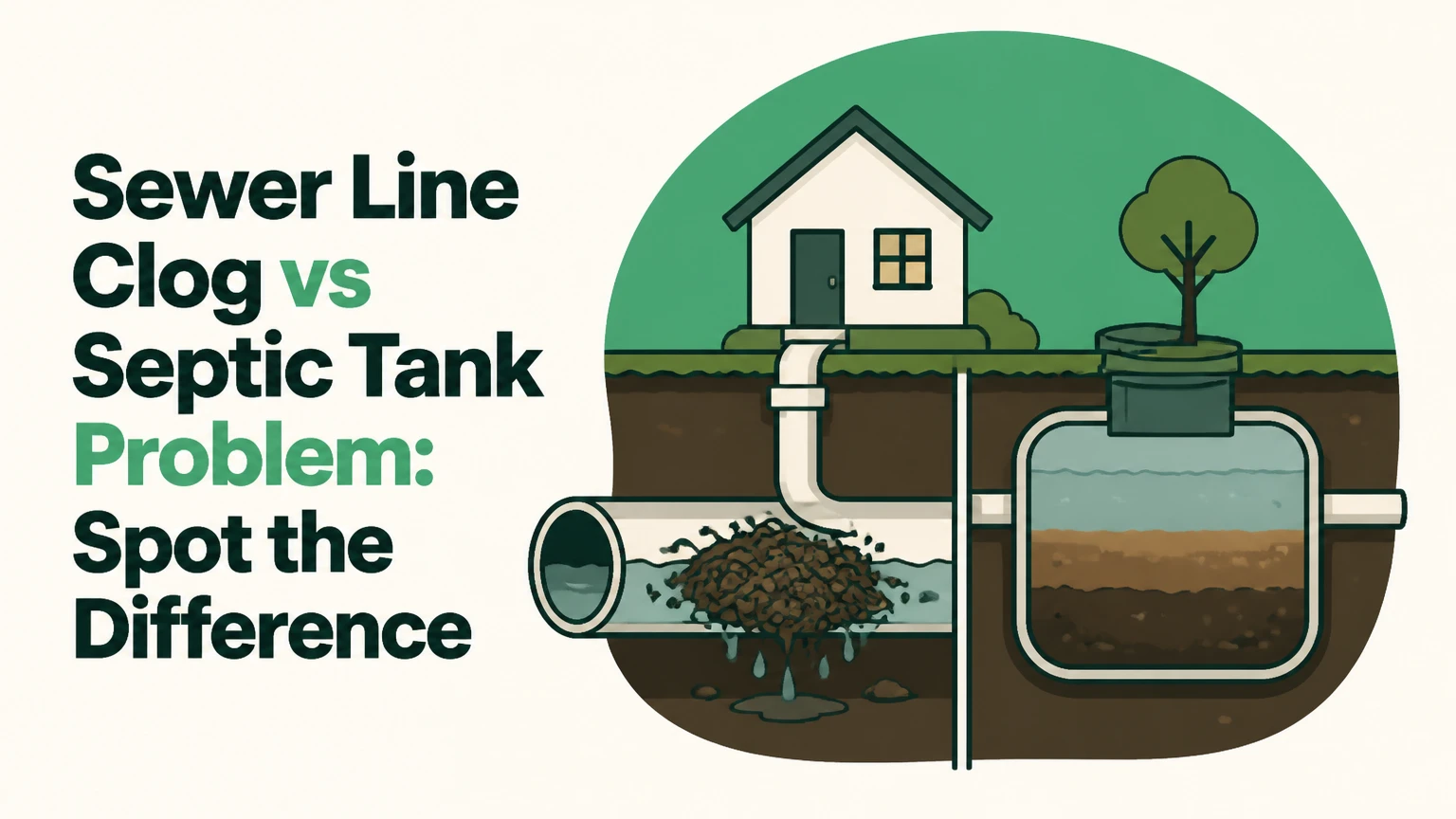 sewer line clog vs septic tank problem