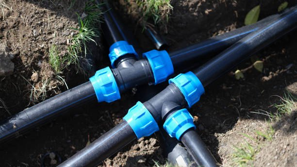 Underground pipe fittings in excavated soil